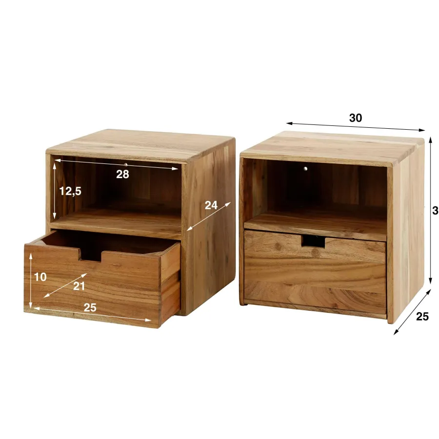 WoonStijl Nachtkastje set van 2 XS hangend flat New