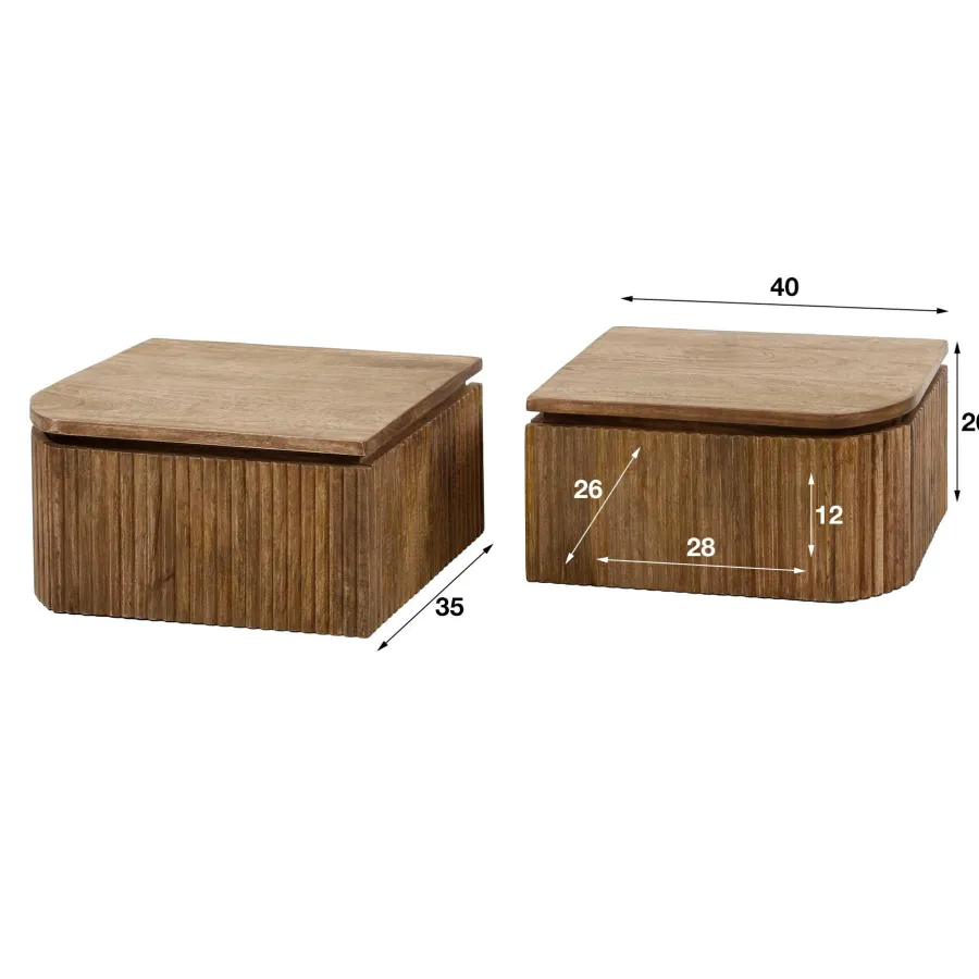 WoonStijl Nachtkastje set van 2 Wave links en rechts afgerond
