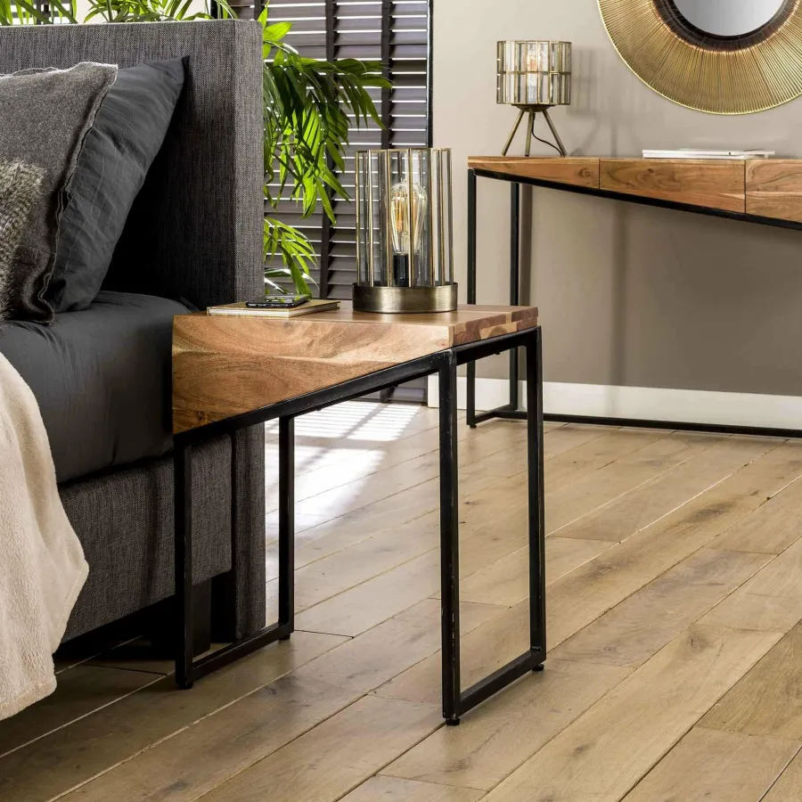 WoonStijl Nachtkastje Slice 1 lade set van 2 / Massief acacia naturel Best