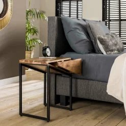WoonStijl Nachtkastje Slice 1 lade set van 2 / Massief acacia naturel Best