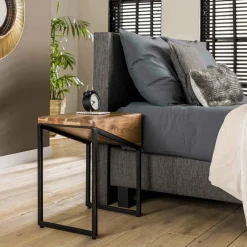 WoonStijl Nachtkastje Slice 1 lade set van 2 / Massief acacia naturel Best