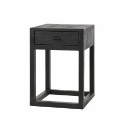 WoonStijl Nachtkastje Square zwart acacia met 1 lade Clearance