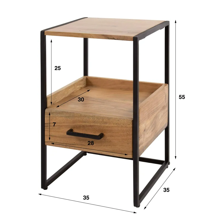 WoonStijl Nachtkastje XS niche Acacia met 1 lade New