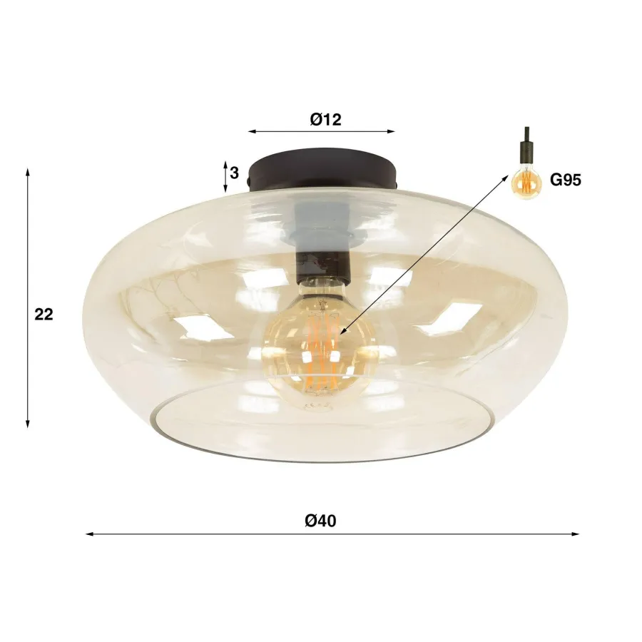 WoonStijl Plafondlamp elevate glass amber Outlet