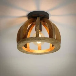 WoonStijl Plafondlamp gebogen houten spijl New