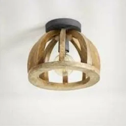WoonStijl Plafondlamp gebogen houten spijl New