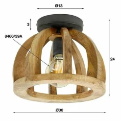 WoonStijl Plafondlamp gebogen houten spijl New