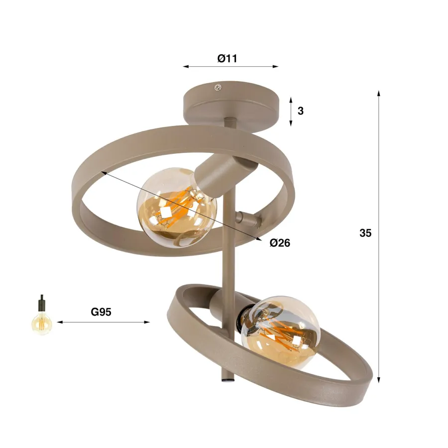 WoonStijl Plafondlamp 2L hover beige Sale
