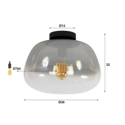WoonStijl Plafondlamp Pulse Shaded Smoke grey glas New