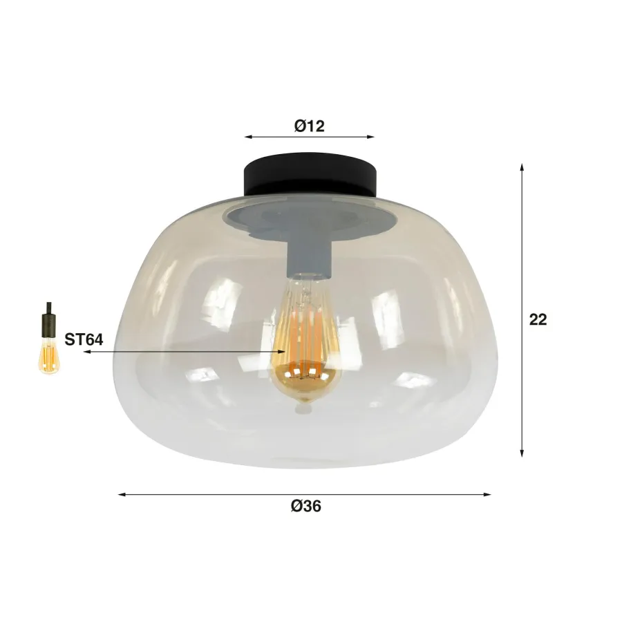 WoonStijl Plafondlamp Pulse Shaded Amber glas Sale