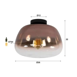 WoonStijl Plafondlamp Pulse Shaded Koper glas