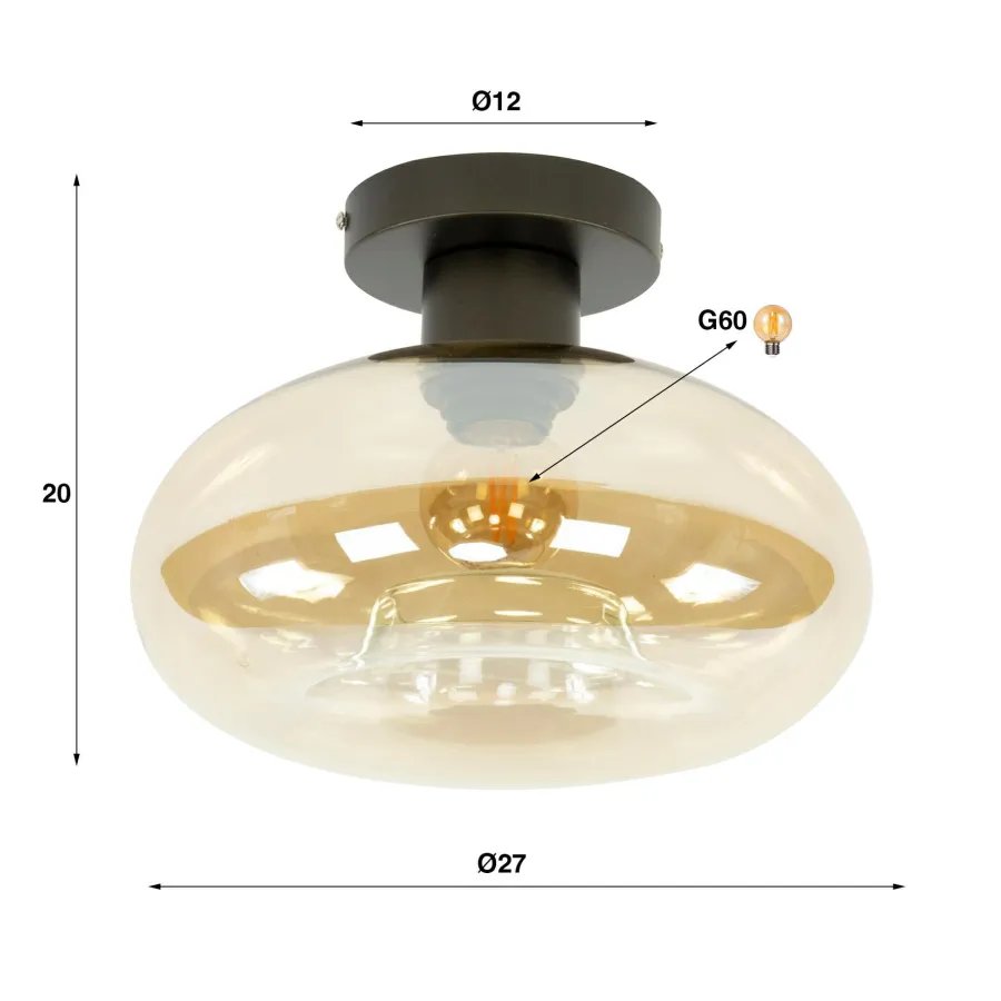 WoonStijl Plafondlamp Soll Amber glas Discount