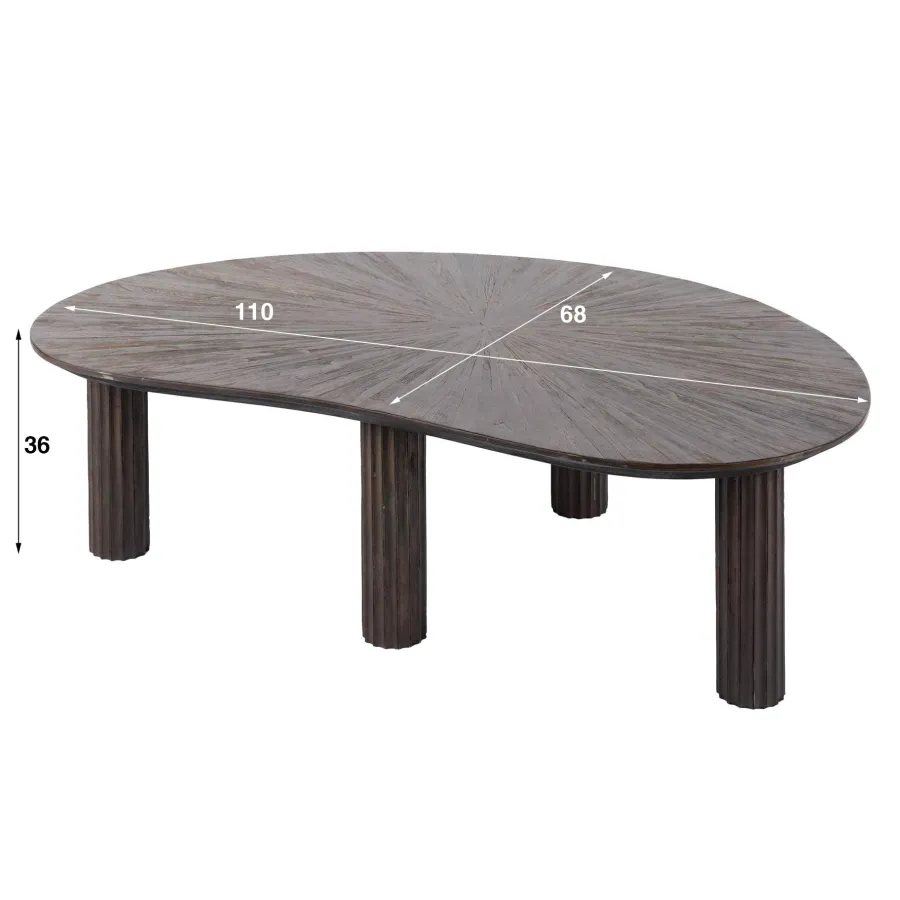 WoonStijl Salontafel 110cm niervormig Maya teak Clearance