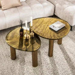 WoonStijl Salontafel L Eclipse goud antiek finish Outlet