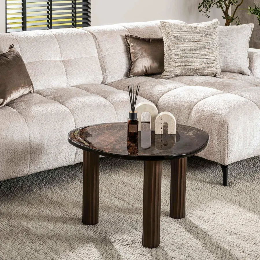 WoonStijl Salontafel L Eclipse koper antiek finish New
