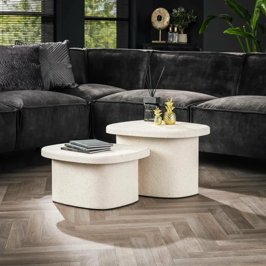 WoonStijl Salontafel L stone organisch set van 2 New