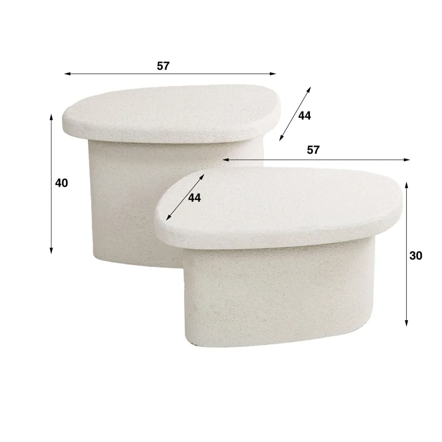 WoonStijl Salontafel L stone organisch set van 2 New
