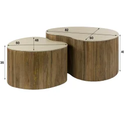 WoonStijl Salontafel Nuovo niervormig set van 2 / Massief mango zand Discount