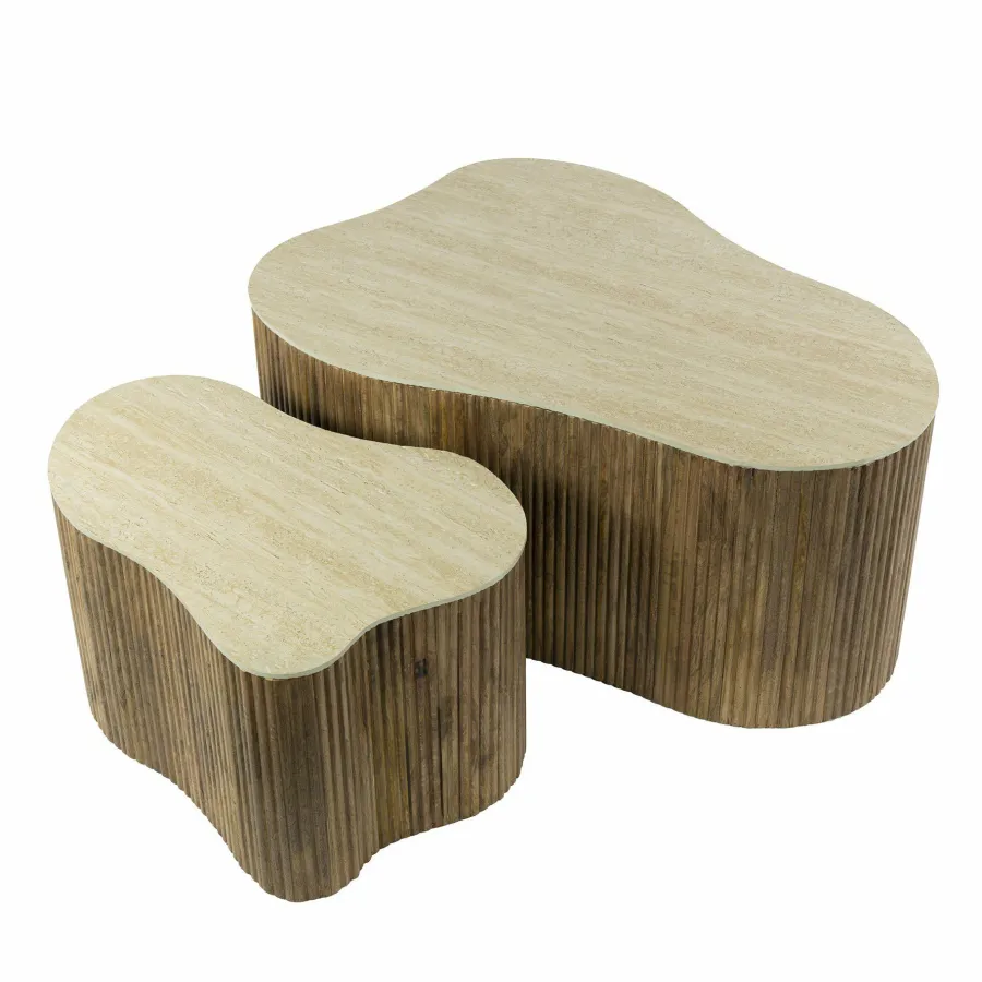 WoonStijl Salontafel Nuovo shamrock set van 2 / Massief mango zand Hot
