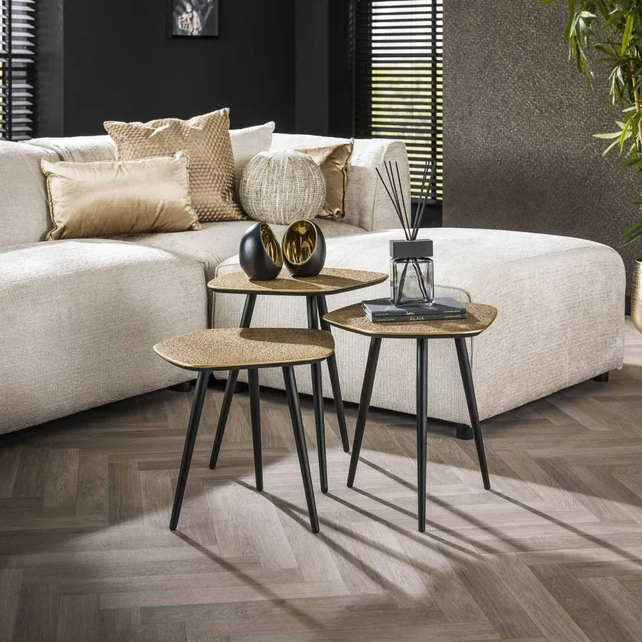 WoonStijl Salontafel set van 3 point metallic brons antiek Online