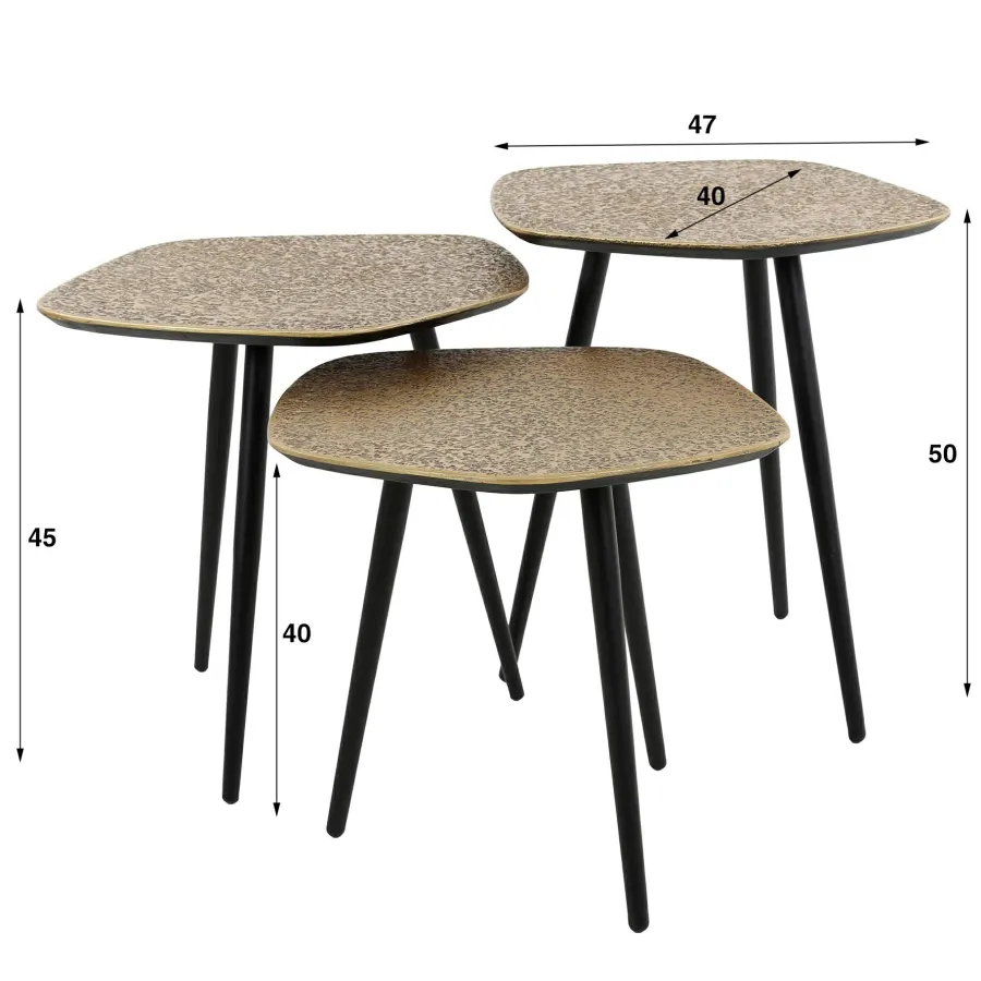 WoonStijl Salontafel set van 3 point metallic brons antiek Online