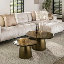 WoonStijl Salontafel set van 2 Eclipse goud antiek finish Clearance