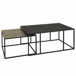 WoonStijl Salontafel set van 2 rechthoek iron metallic Discount