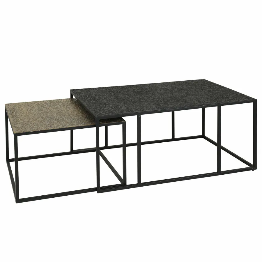 WoonStijl Salontafel set van 2 rechthoek iron metallic Discount