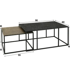 WoonStijl Salontafel set van 2 rechthoek iron metallic Discount