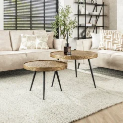 WoonStijl Salontafel set van 2 rond metallic Sale