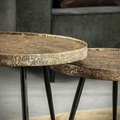 WoonStijl Salontafel set van 2 rond metallic Sale
