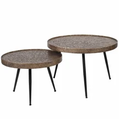 WoonStijl Salontafel set van 2 rond metallic Sale