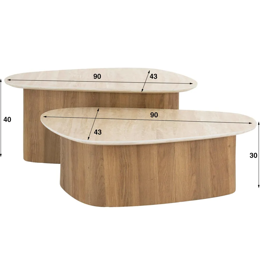 WoonStijl Salontafel set van 2 Romano driehoekig Online