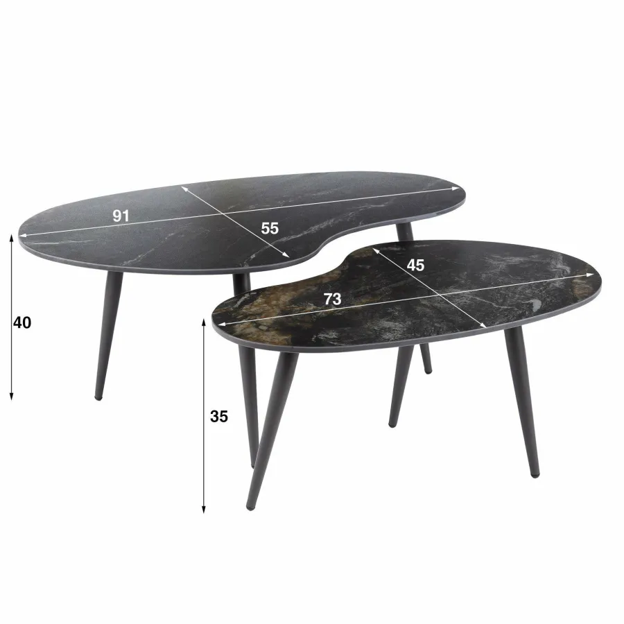 WoonStijl Salontafel set van 2 niervormig fossil Hot