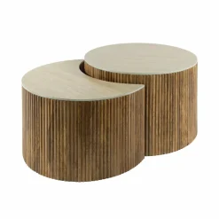 WoonStijl Salontafel set van 2 halfrond Nuovo travertin