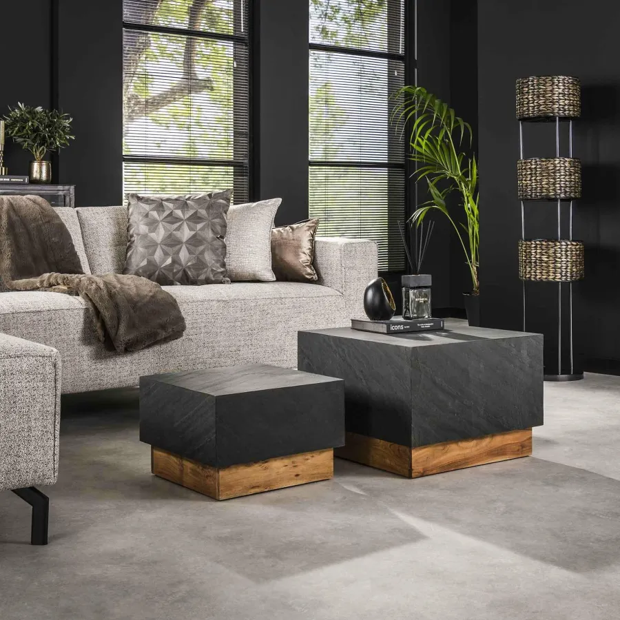 WoonStijl Salontafel set van 2 blox slate Discount