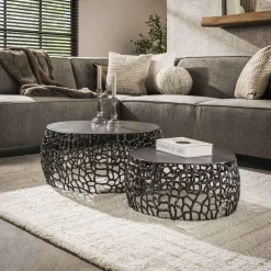 WoonStijl Salontafel set/2 maze zandgegoten / Zwart nikkel Online