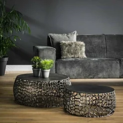WoonStijl Salontafel set/2 maze zandgegoten / Zwart nikkel Online