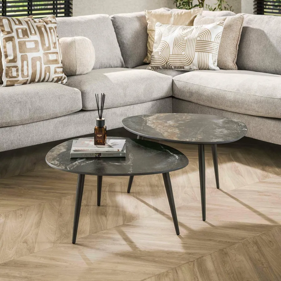 WoonStijl Salontafel set van 2 organisch fossil Clearance
