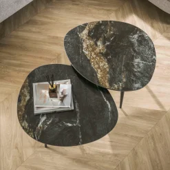 WoonStijl Salontafel set van 2 organisch fossil Clearance