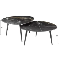 WoonStijl Salontafel set van 2 organisch fossil Clearance