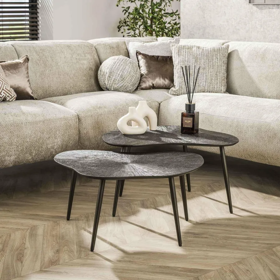 WoonStijl Salontafel set van 2 leaf Brown Ray Metal Hot
