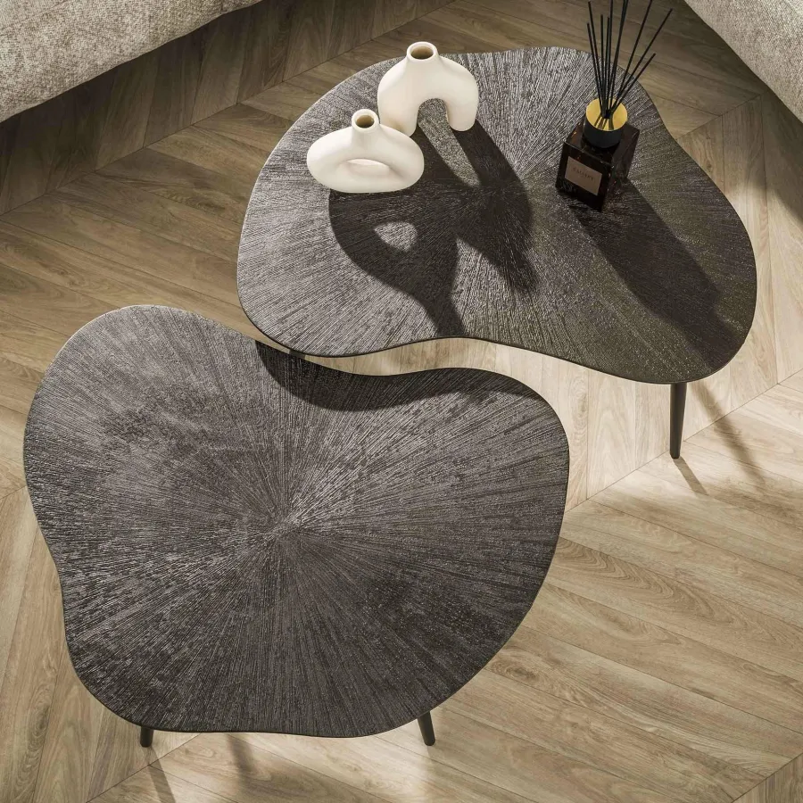 WoonStijl Salontafel set van 2 leaf Brown Ray Metal Hot