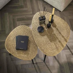 WoonStijl Salontafel set van 2 driehoekig metallic brons antiek Sale