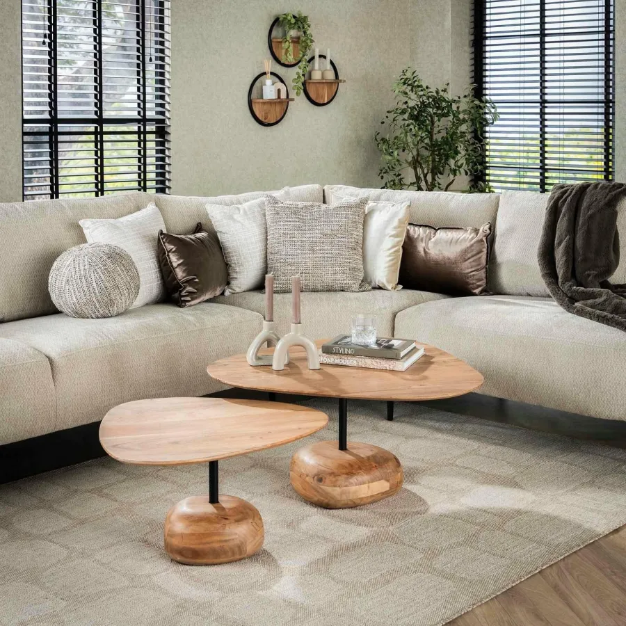 WoonStijl Salontafel set van 2 driehoekig blad New