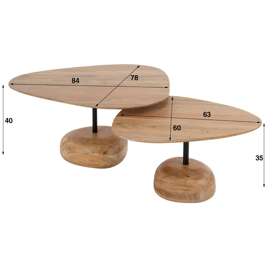 WoonStijl Salontafel set van 2 driehoekig blad New