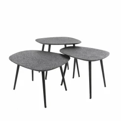 WoonStijl Salontafel set van 3 vierhoekig metallic zwart grijs Hot