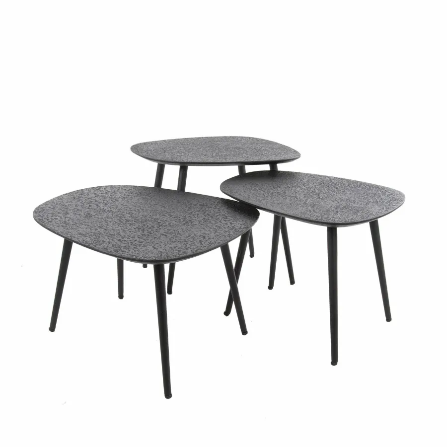 WoonStijl Salontafel set van 3 vierhoekig metallic zwart grijs Hot
