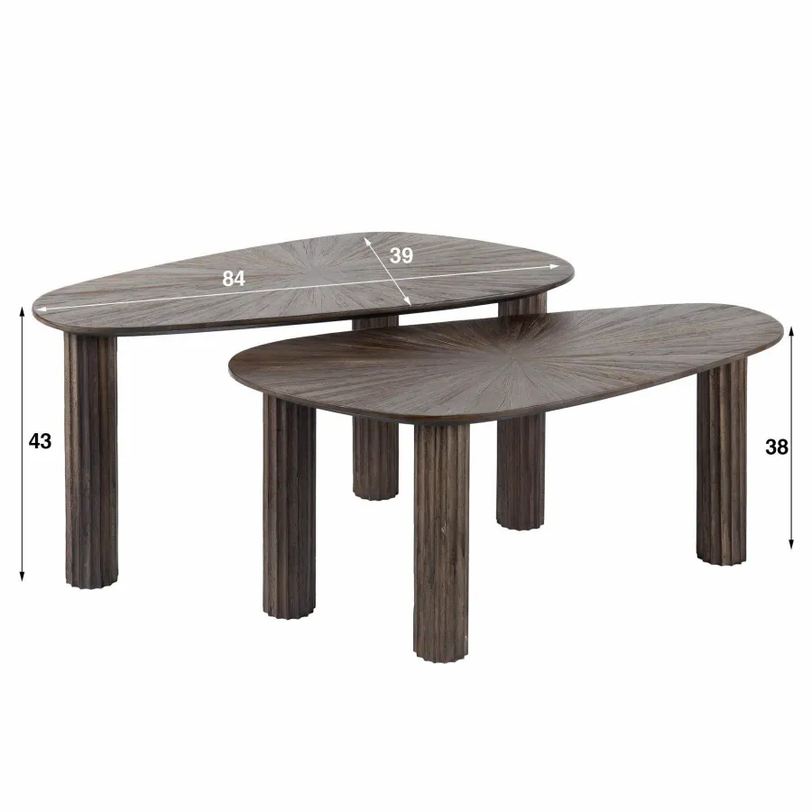 WoonStijl Salontafel set van 3 driehoekig Maya teak