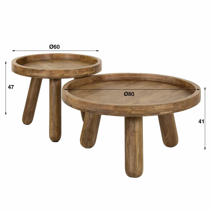 WoonStijl Salontafel set van 2 tripod Discount
